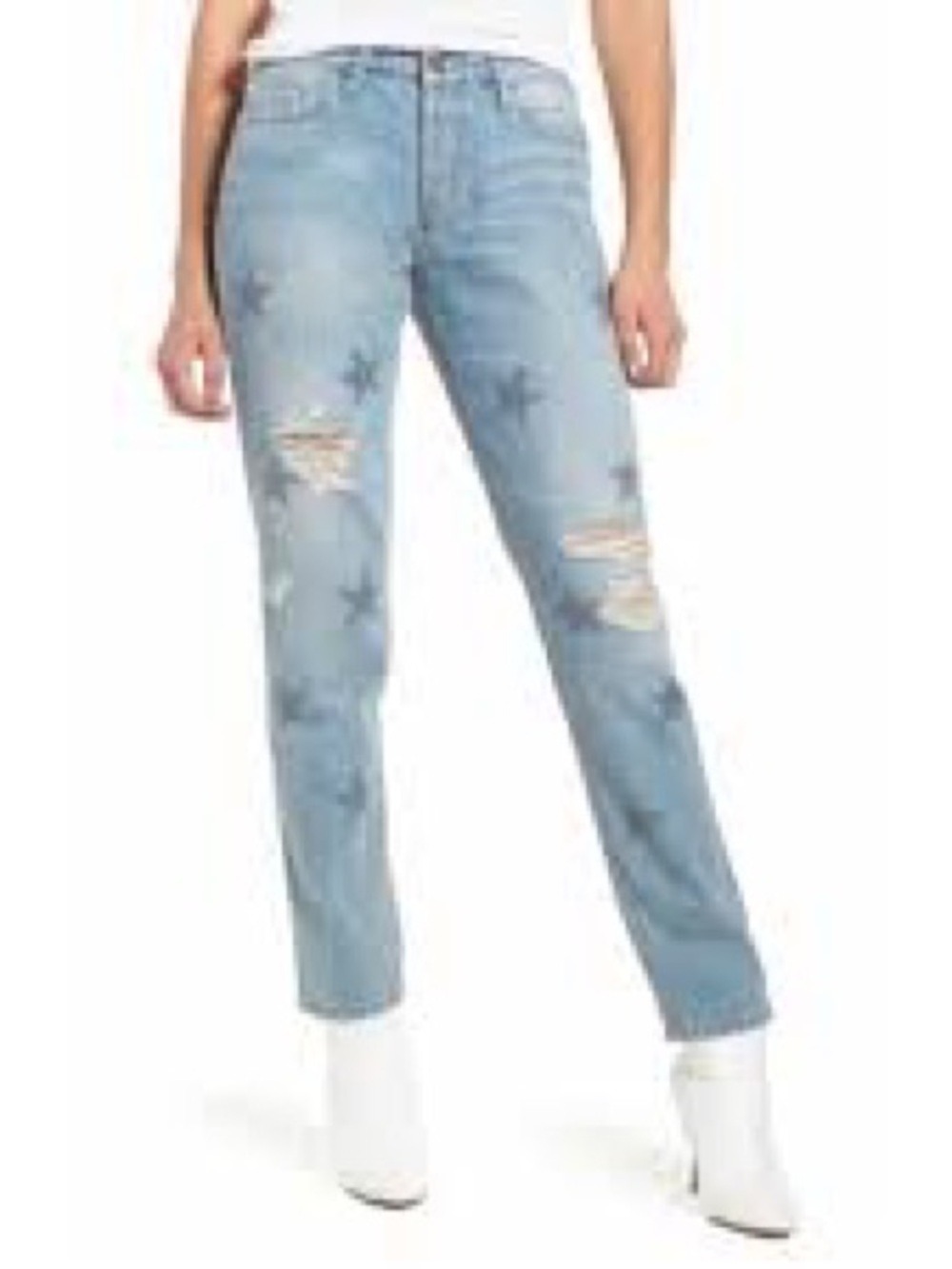 Hudson Riley Crop Relaxed‎ Straight Jeans "Amplify" Star-Studded Size 24 NWT